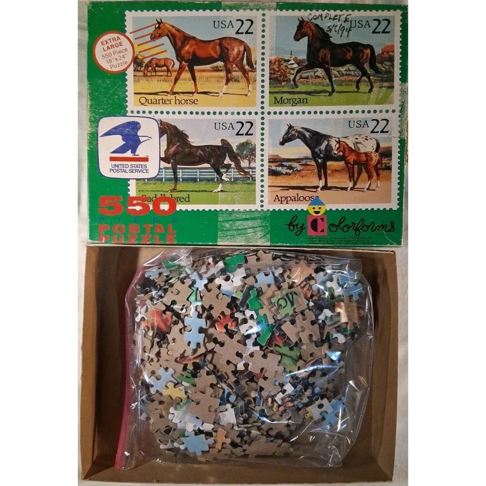 Horses USPS Postal Service Stamp Puzzle #565 Colorforms 550 Pcs